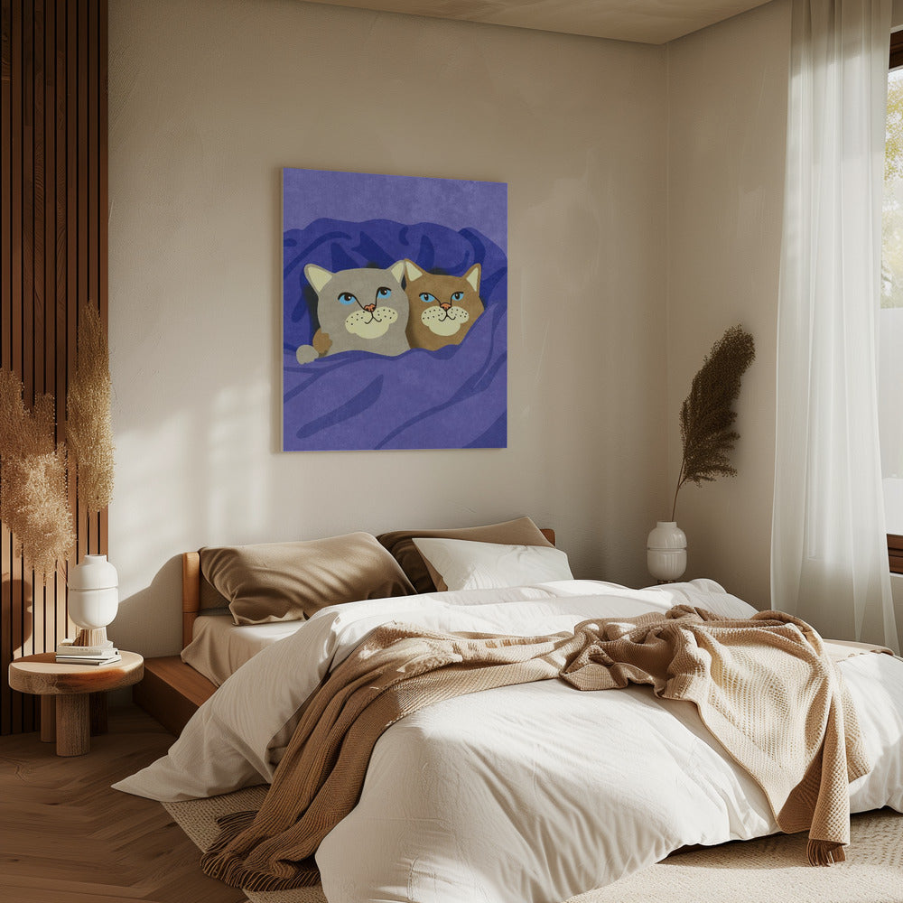 Cats in Bed | Canvas
