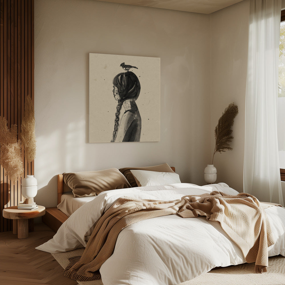 Girl with Bird | Canvas