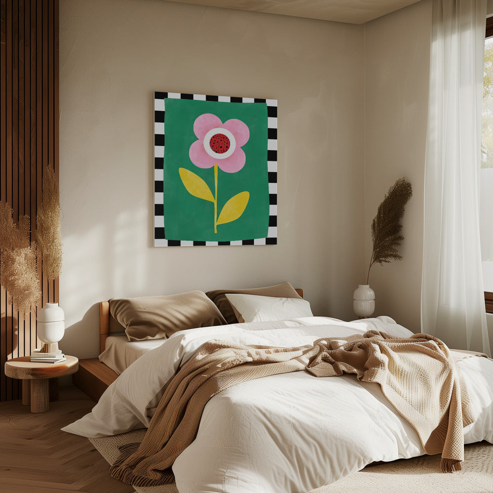 Pink Flower with Yellow Leaves | Canvas
