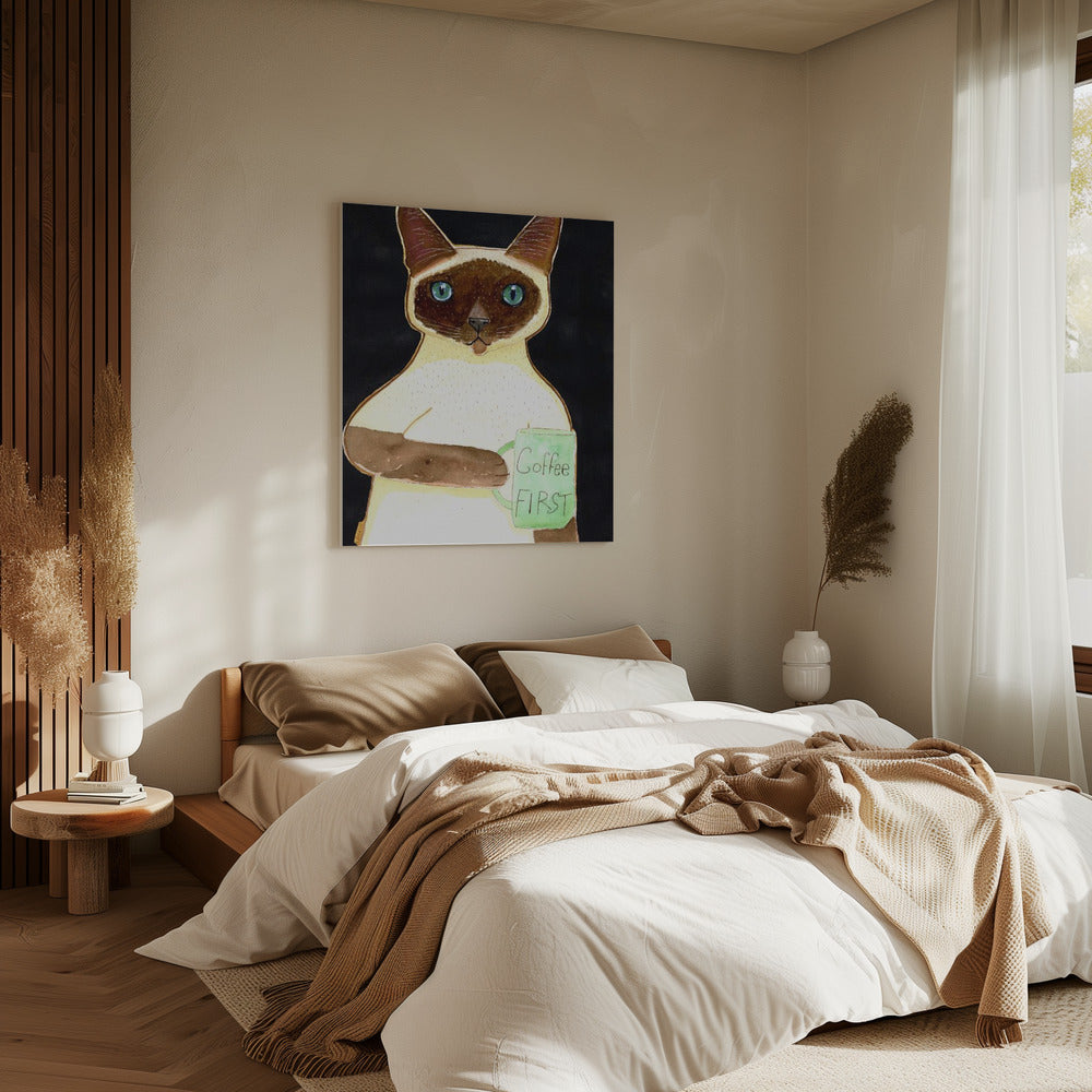 coffee cat 2 Siamese | Canvas