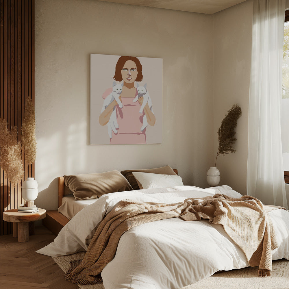 Lady with Kittens | Canvas