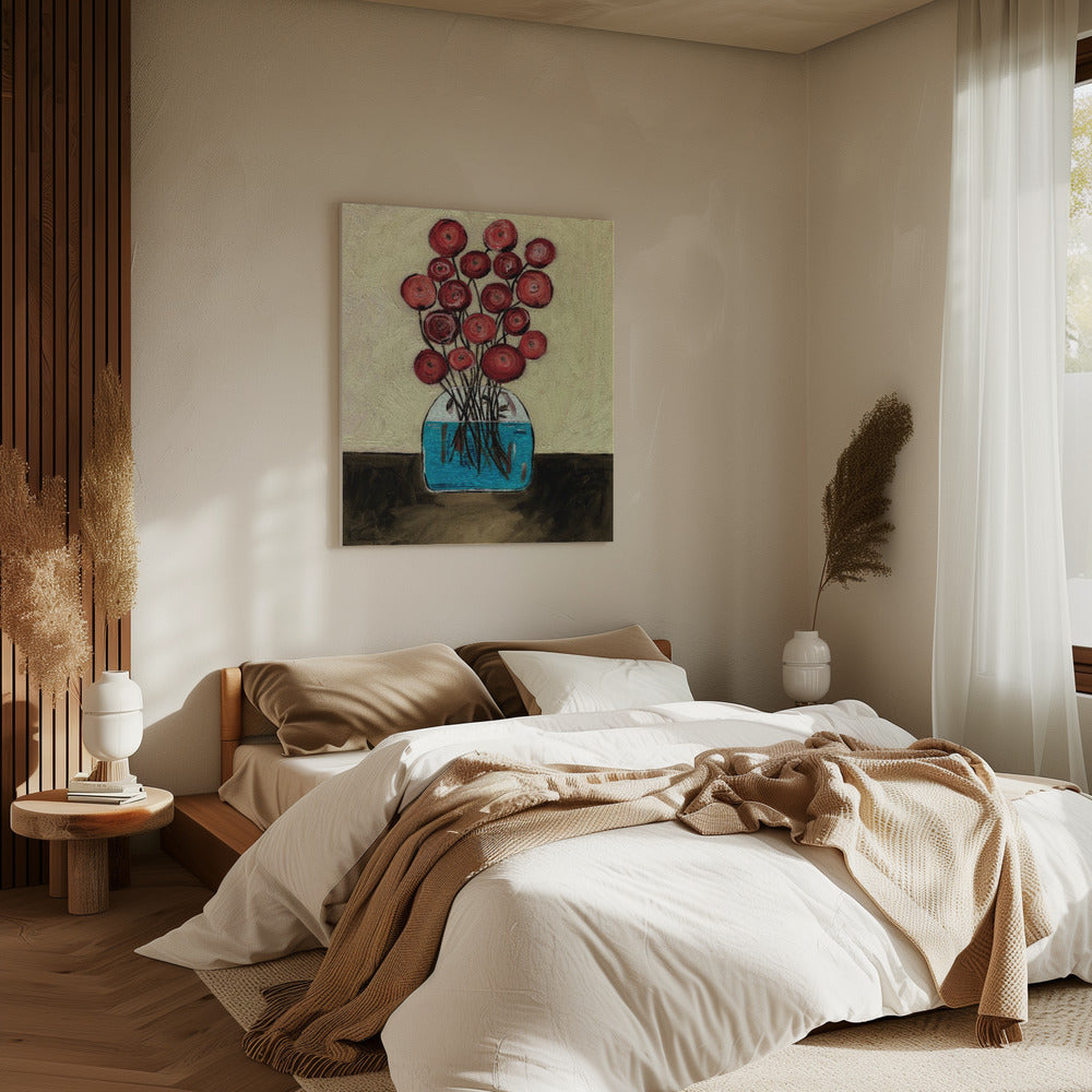 Poppies in Vase Tan | Canvas