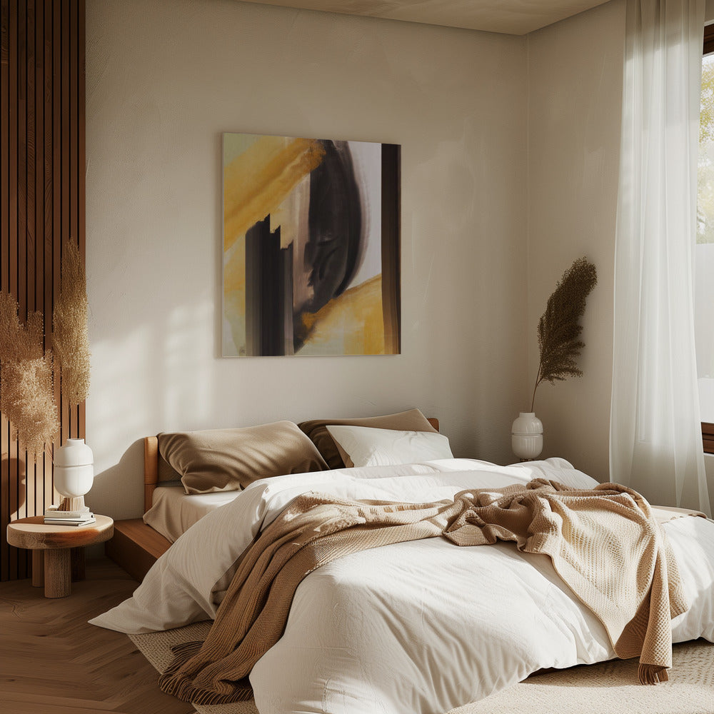 Dynamic Brushstrokes In Earthy Tones Of Black | Canvas