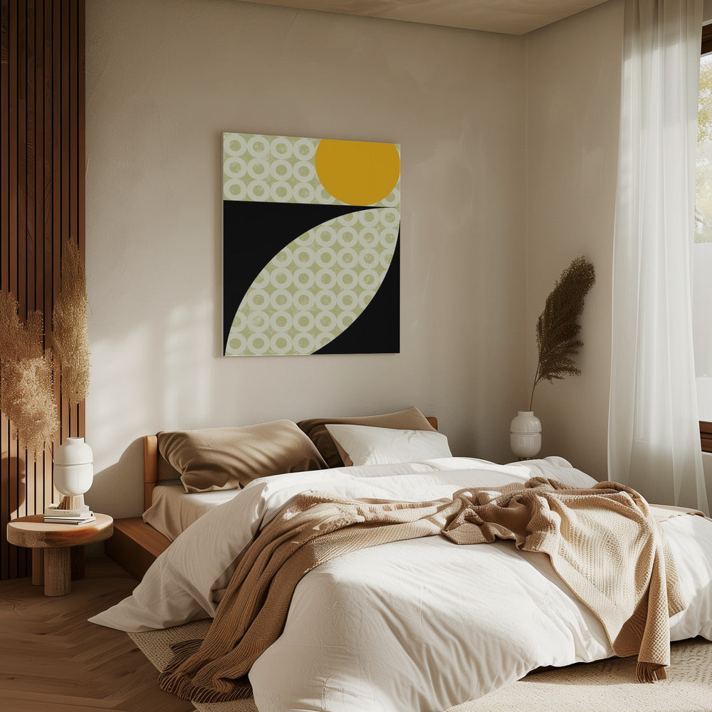 Geometric Shapes with a Bold Yellow Circle | Canvas