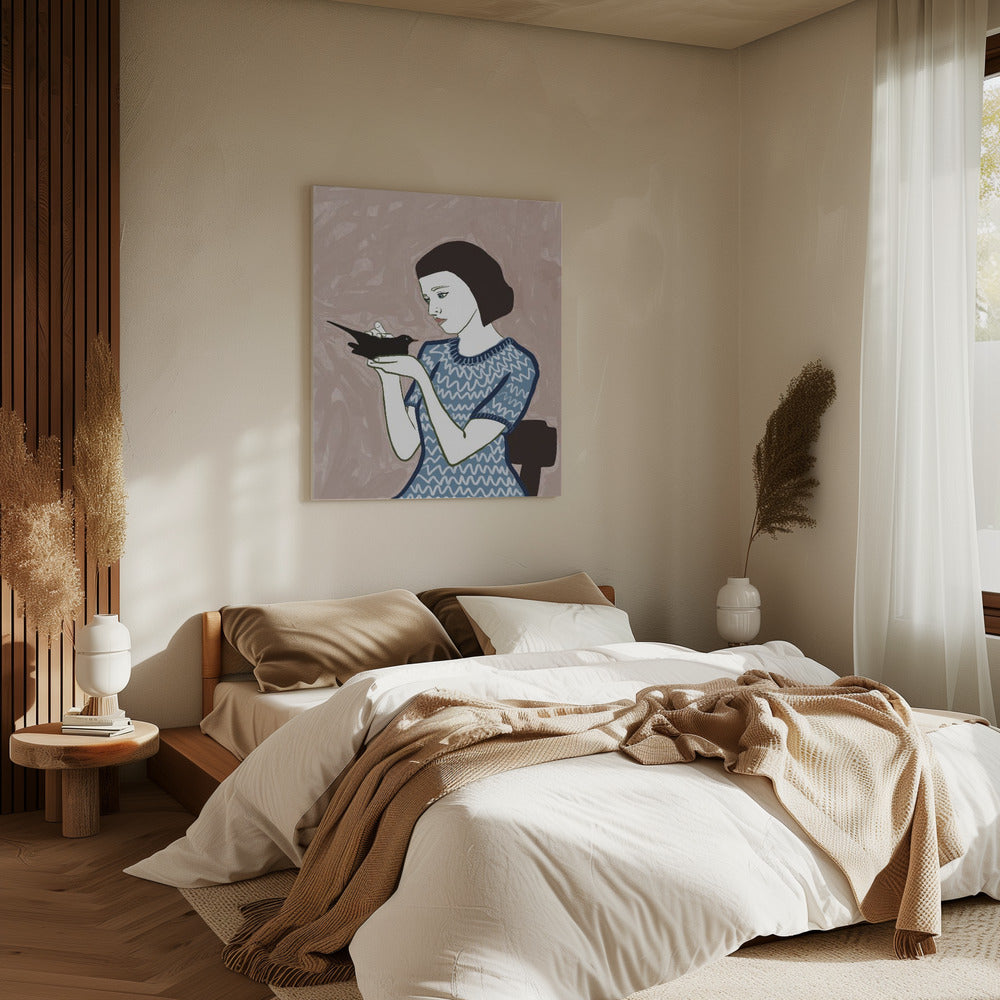 Bird lady sitting | Canvas