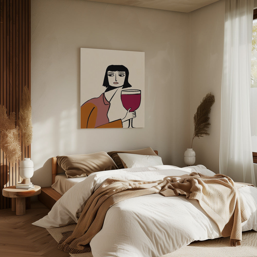 Ladying drinking wine | Canvas