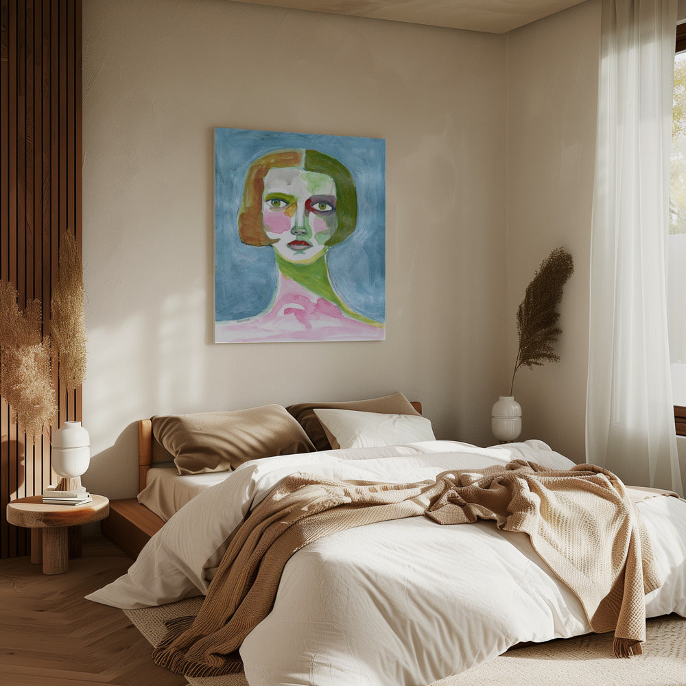 Lady with Bob haircut Blue | Canvas