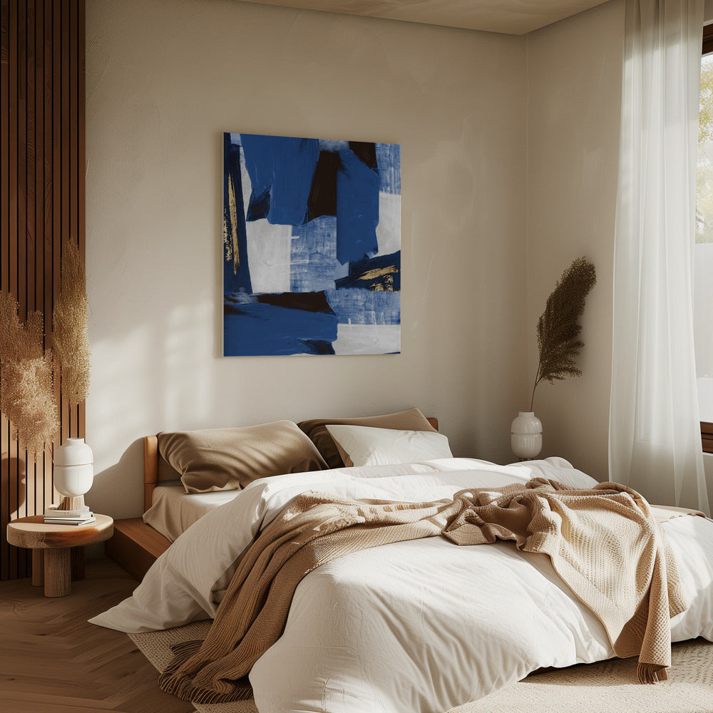 Navy Gold Shapes 1 | Canvas