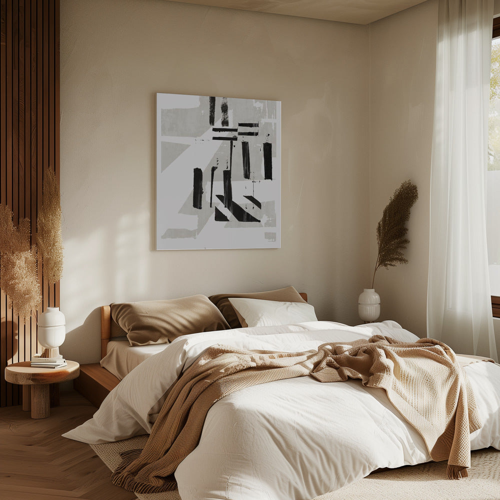 Grey &amp; Black Art Print No 1 | Canvas