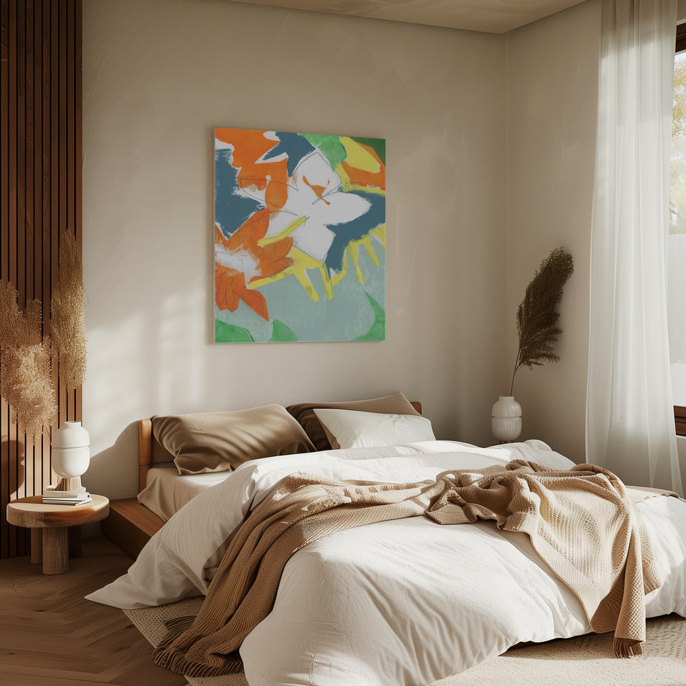 Soft Rustic Bright Florals No1 Print | Canvas