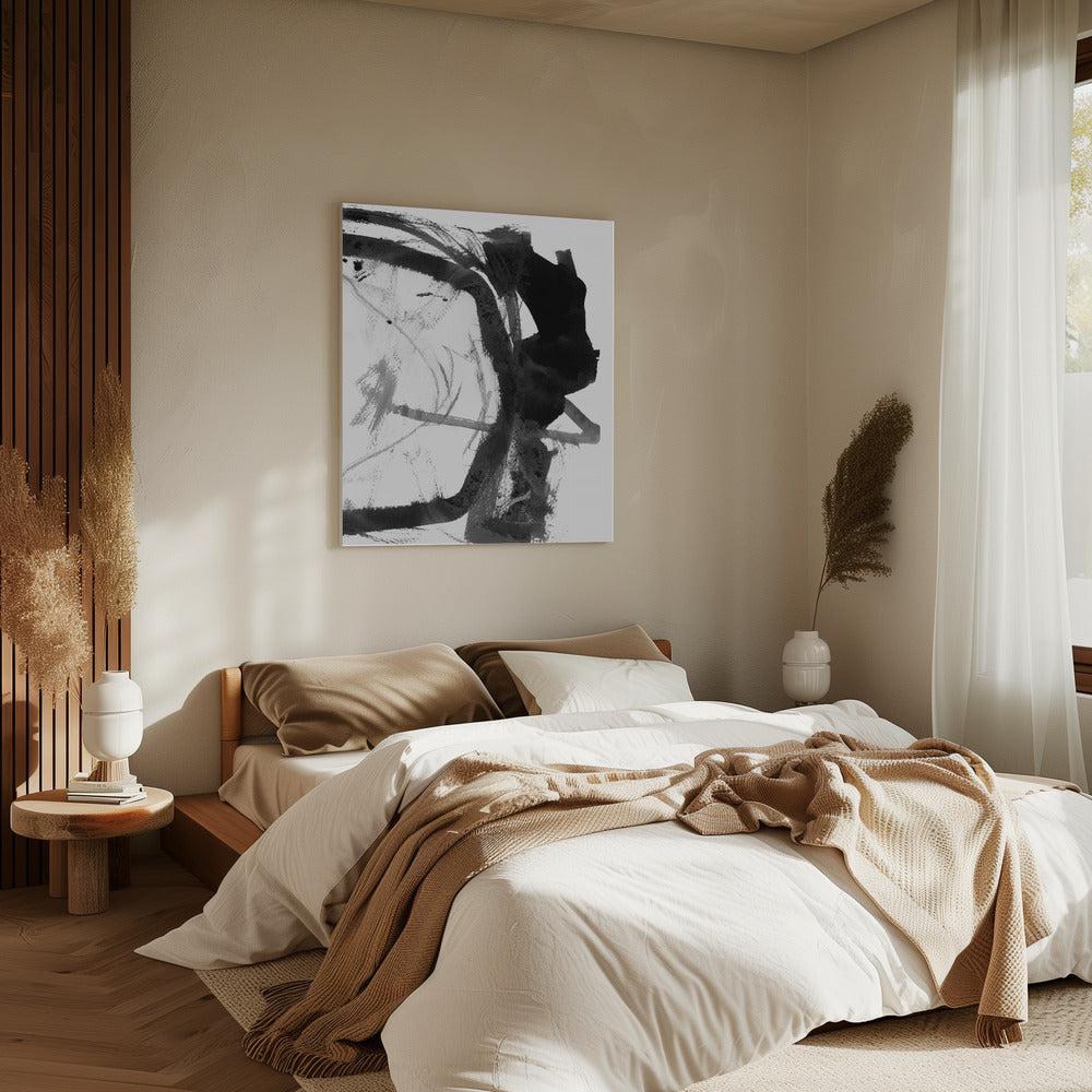 Black &amp; Grey Ink Abstract Art Print | Canvas