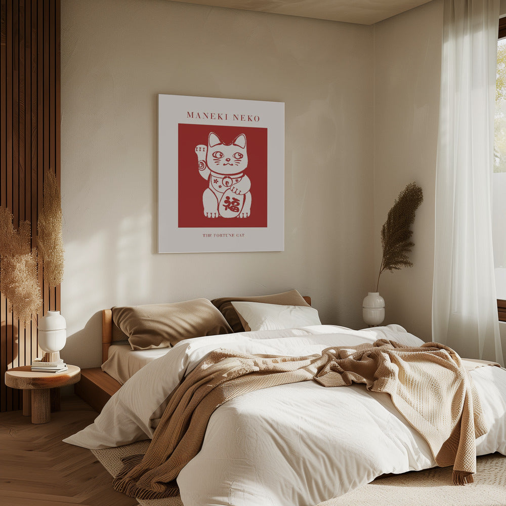 Maneki-Neko Cat Red | Canvas