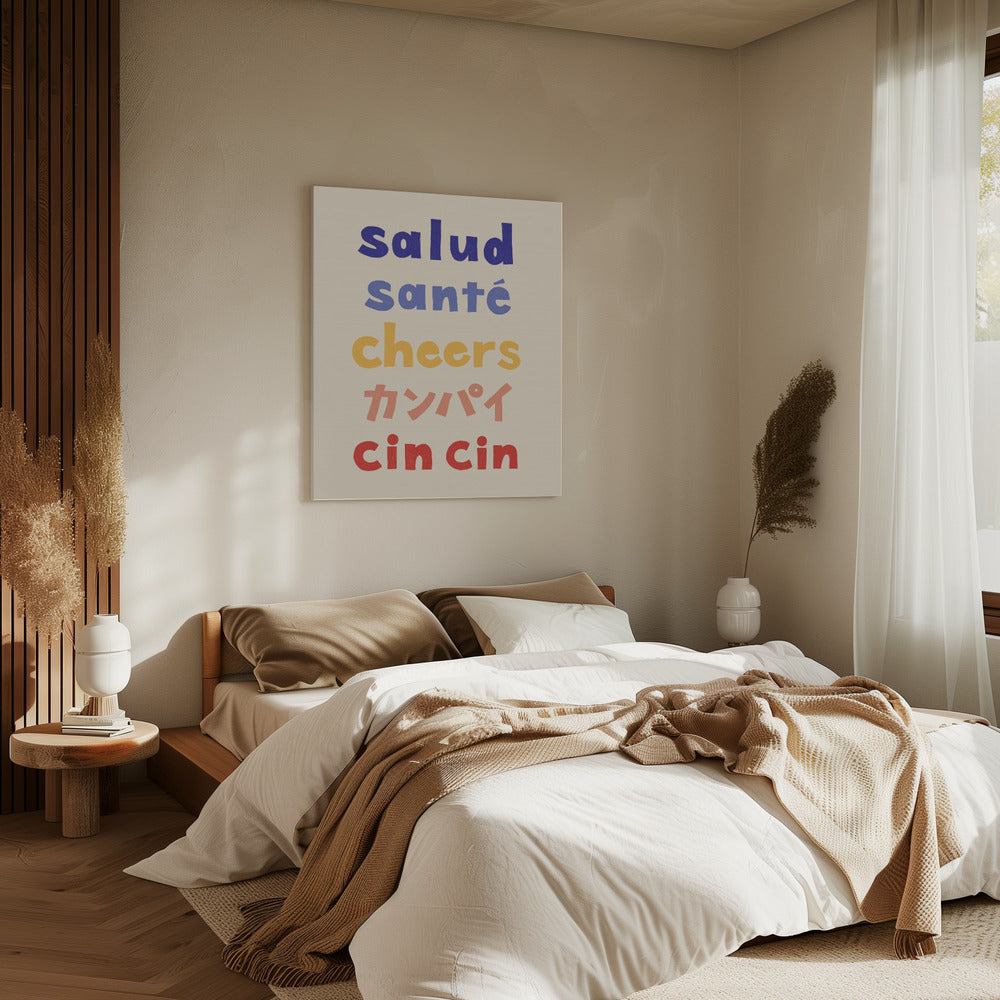 Cheers Typography - Salud Santé Cheers Kanpai Cin cin | Canvas
