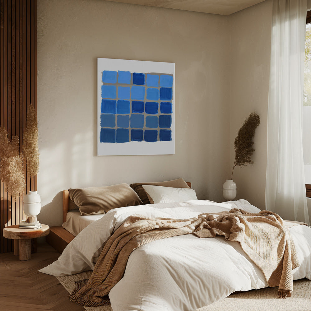 Blue Checkered Square Print | Canvas