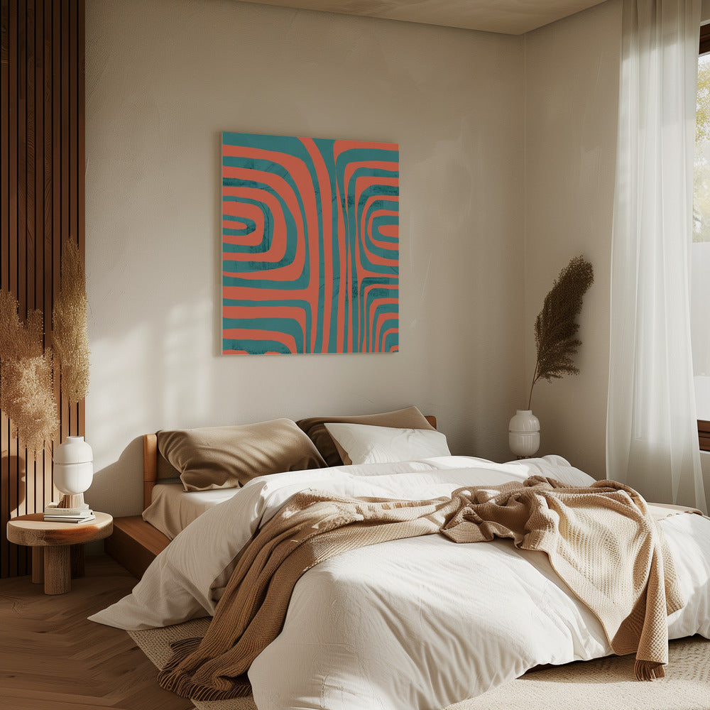 Turquoise &amp; Coral Abstraction 2 | Canvas