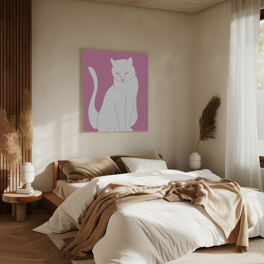 White and pink cat | Canvas