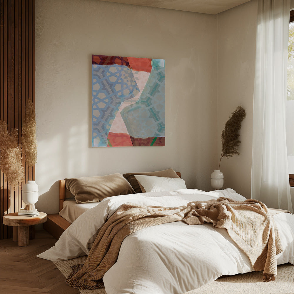 Overlapping Geometric Patterns in Soft Hues | Canvas