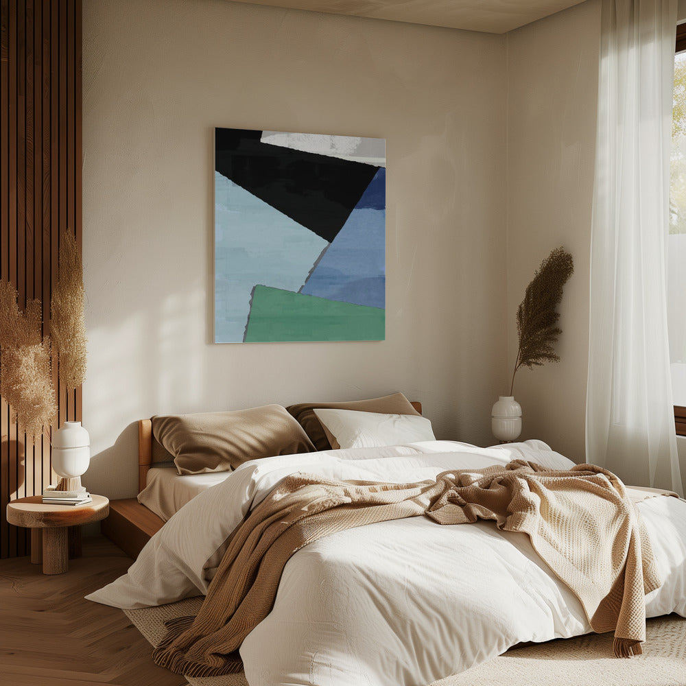 Abstract Blocks in Blue, Green and Black | Canvas