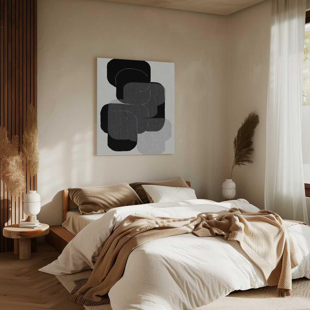Abstract Forms in Black, Grey and White | Canvas