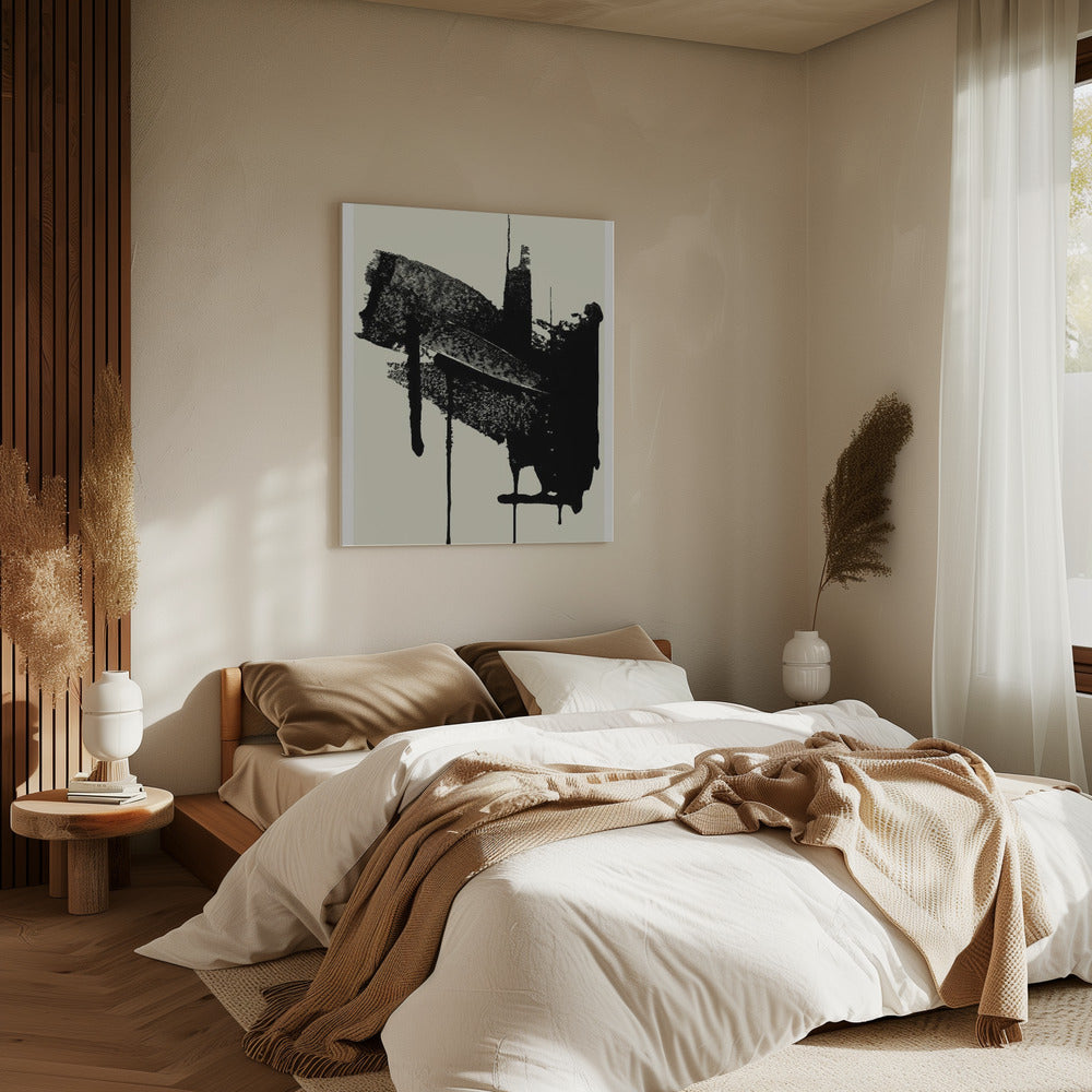 Abstract Brushstrokes in Black and Cream | Canvas