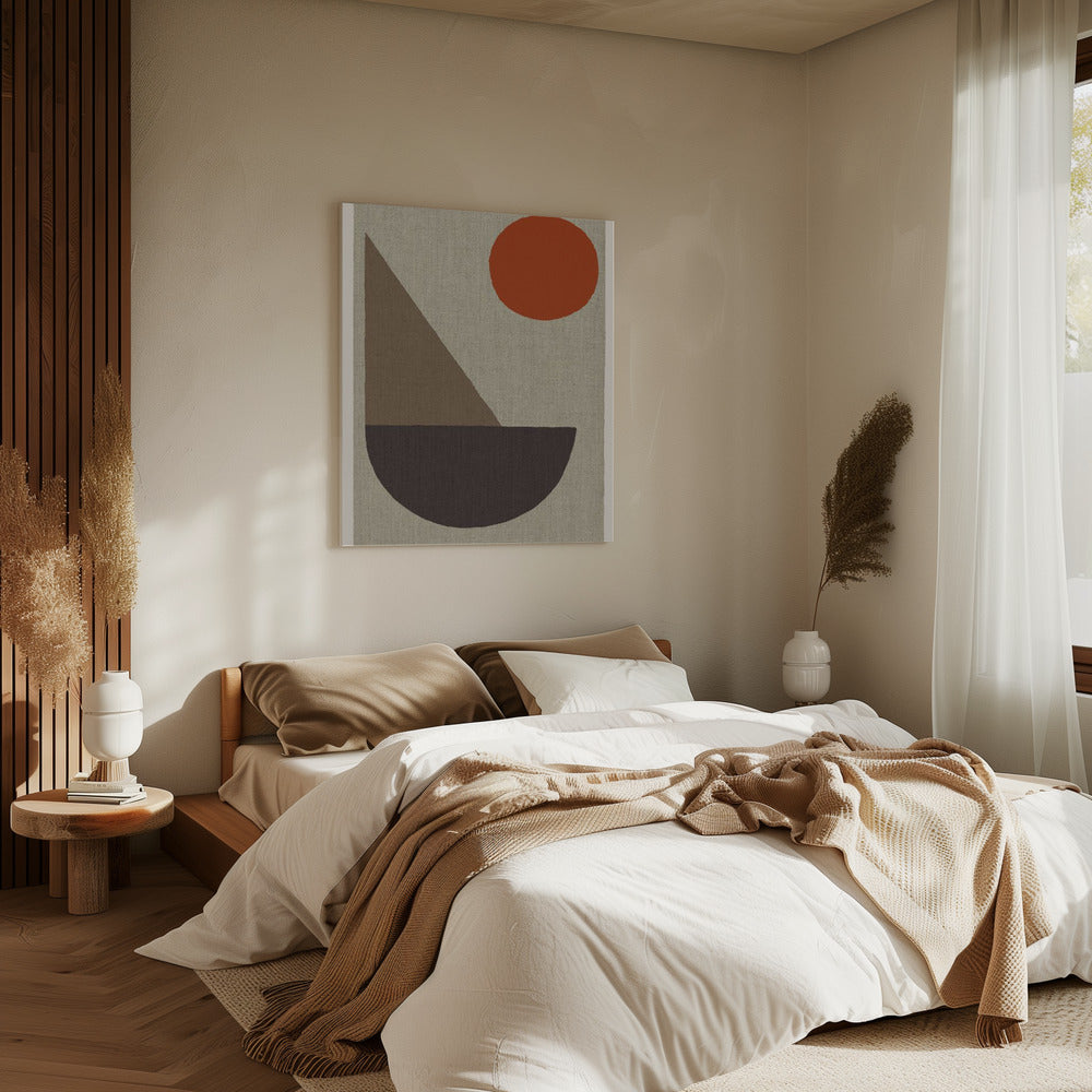 Abstract Shapes in Earth Tones with Red Circle | Canvas