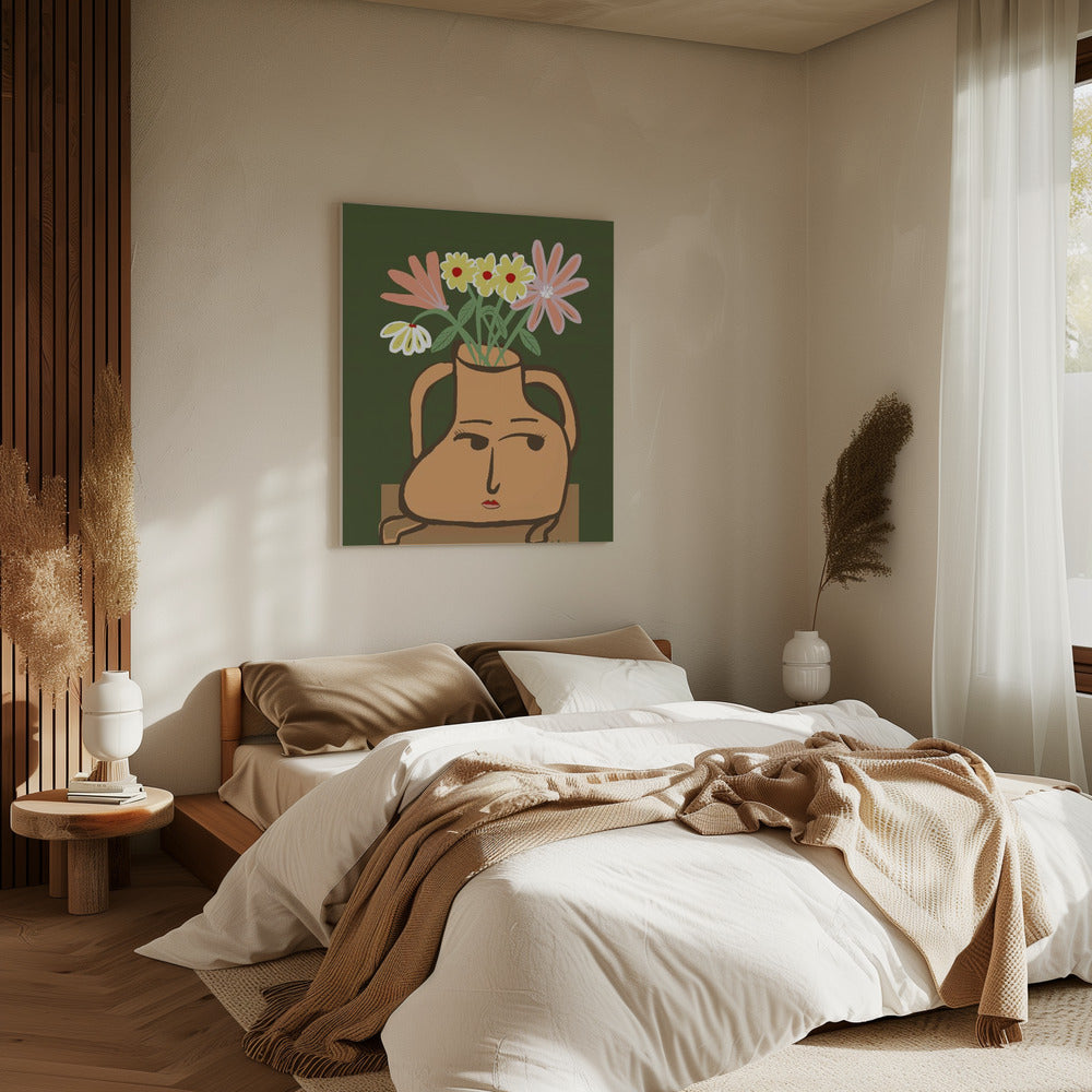 Lady vase with flowers | Canvas