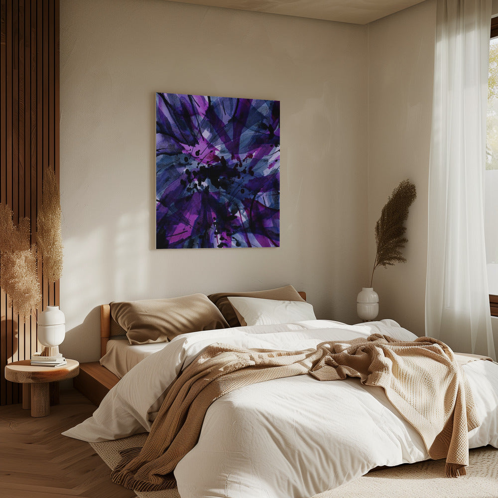 Dynamic Purple And Black Brushstrokes | Canvas