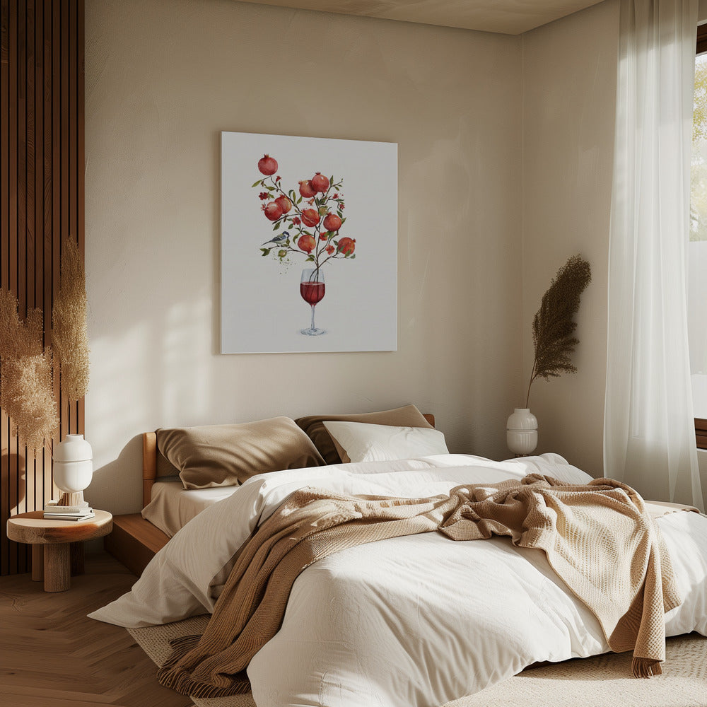 Pomegranate In a Glass of Wine | Canvas