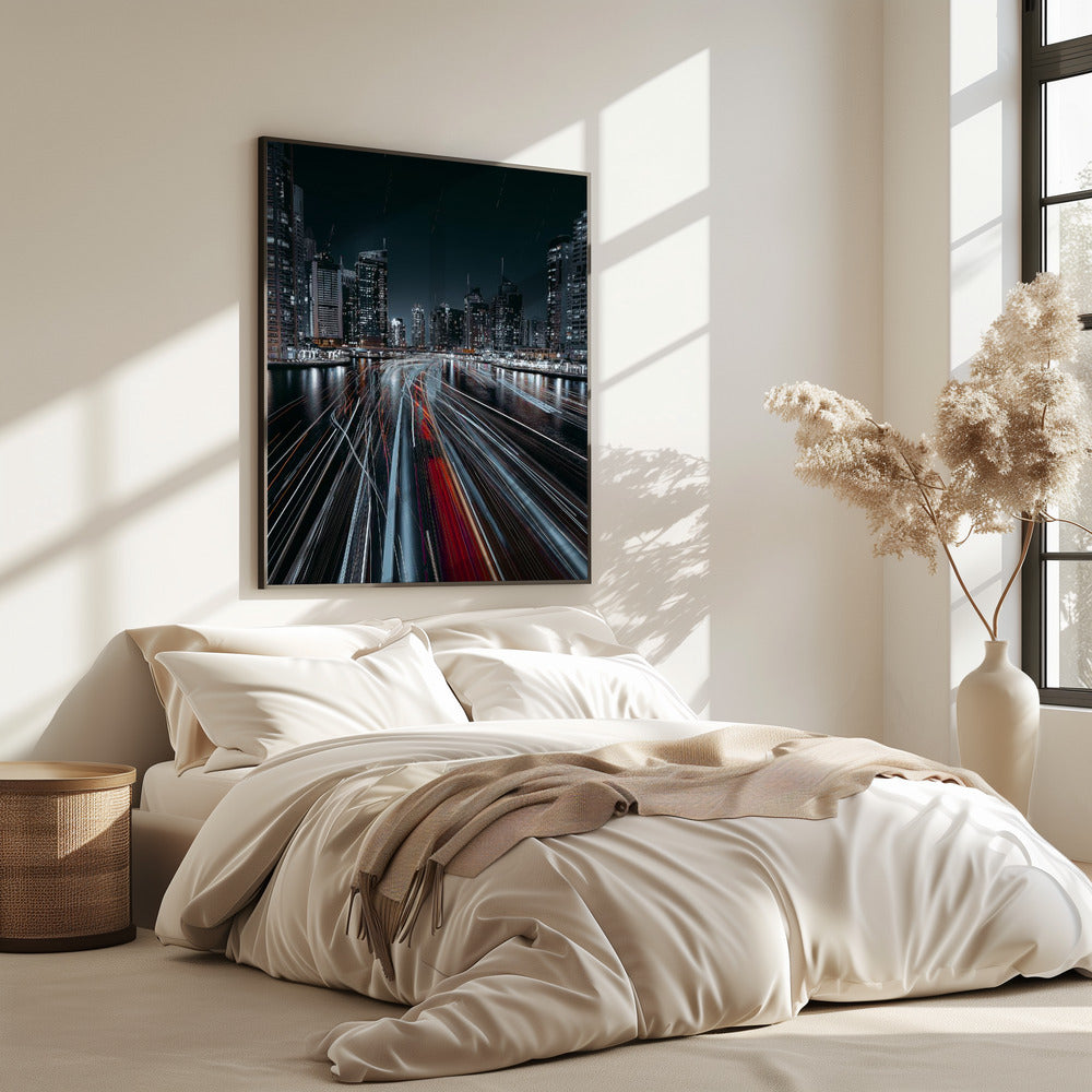 Traffic jam in the Dubai canal | Poster