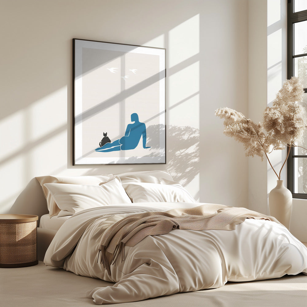 Woman and Cat | Poster