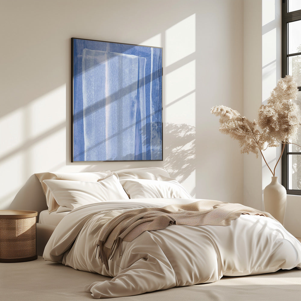 Blue With Vertical Brushstrokes | Poster