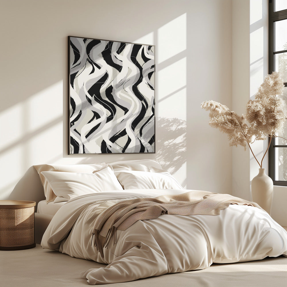 Curved Monochrome Waves | Poster