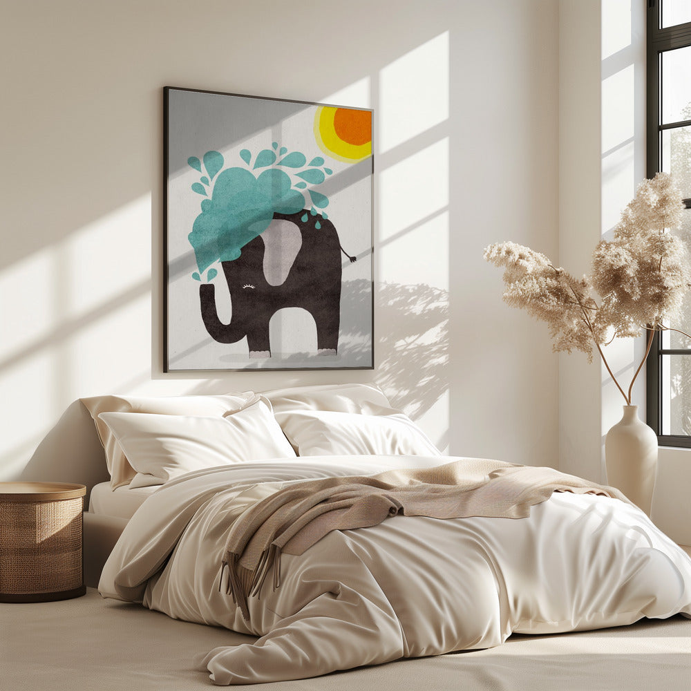 Elephant Splashing | Poster