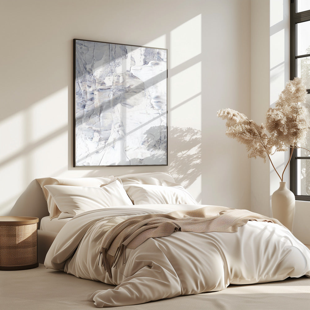 White and Gray Brushstrokes | Poster