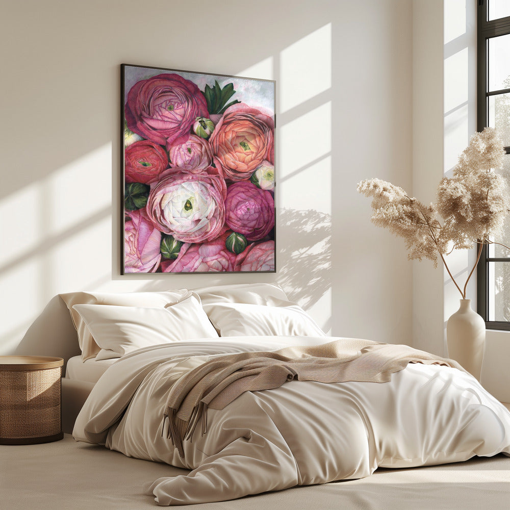 Arleth ranunculus bouquet in warm pink | Poster
