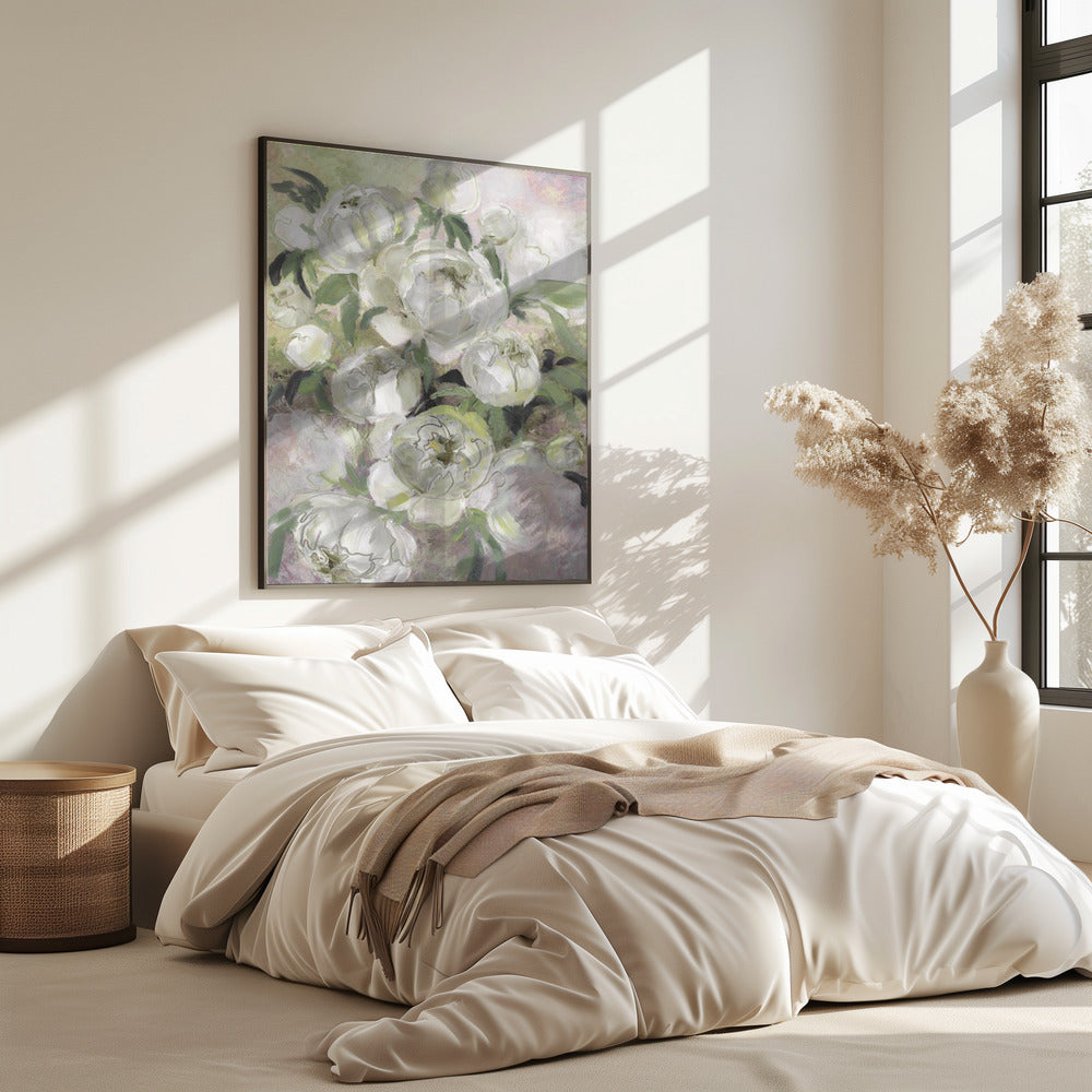 Sady painterly florals in green | Poster