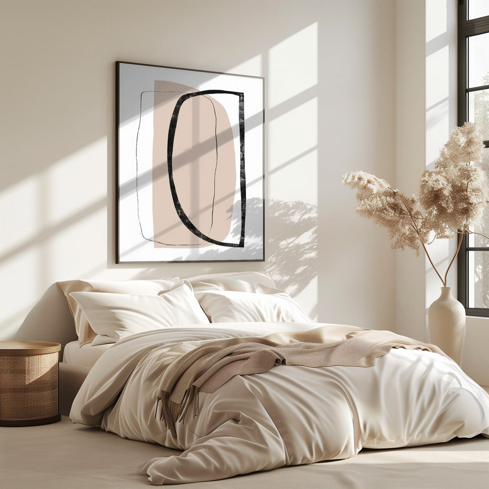 Soft Beige And Black Geometric Shapes | Poster
