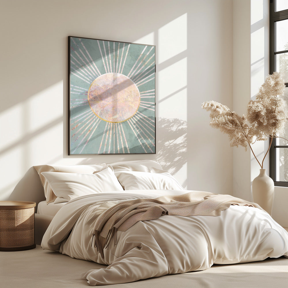 Sage Green Boho Sun Rays | Poster