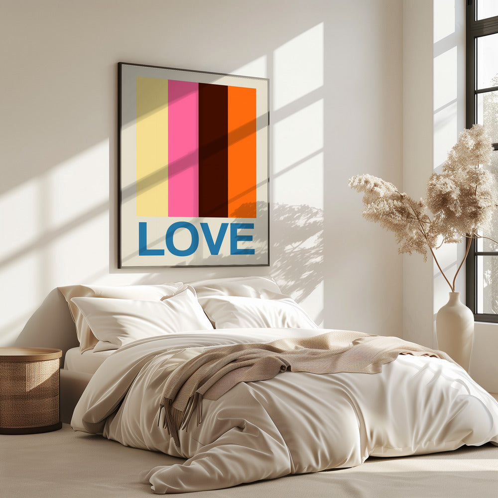 Retro Stripe LOVE Summer Fruits | Poster
