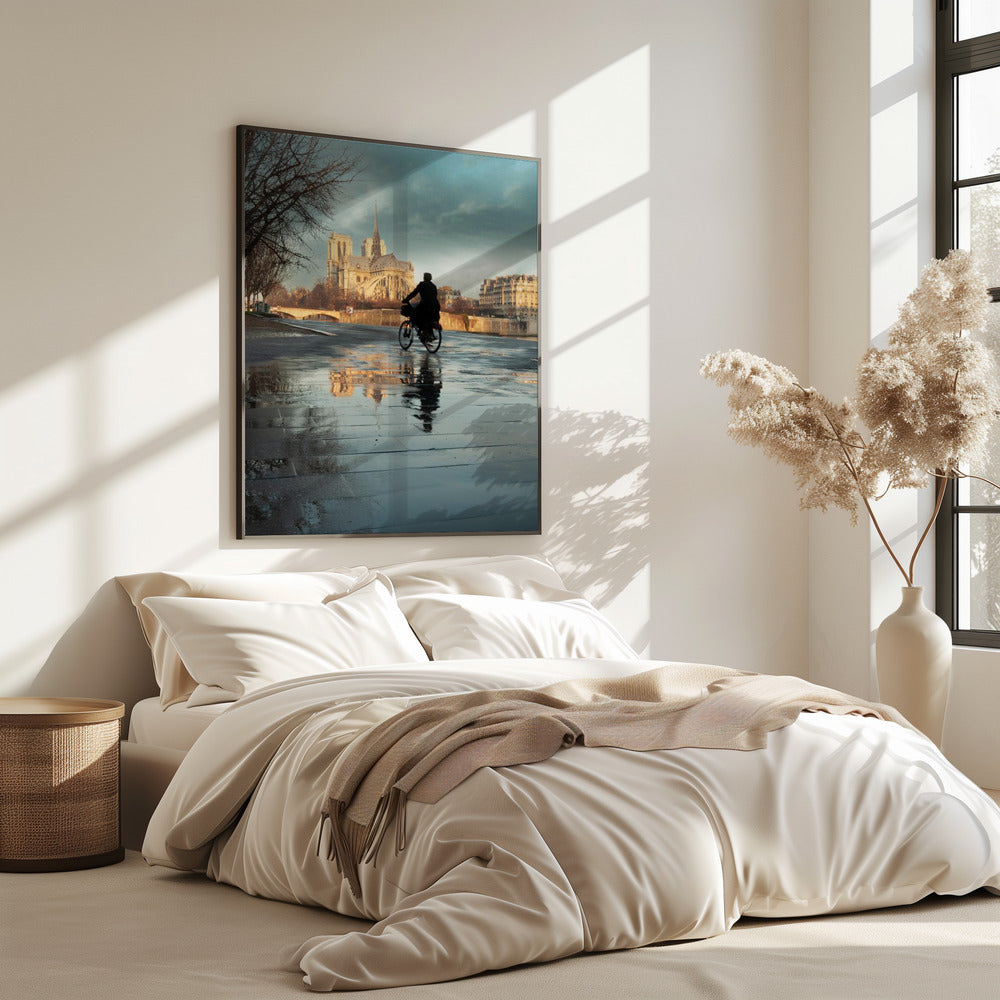 Notre Dame and cyclist | Poster