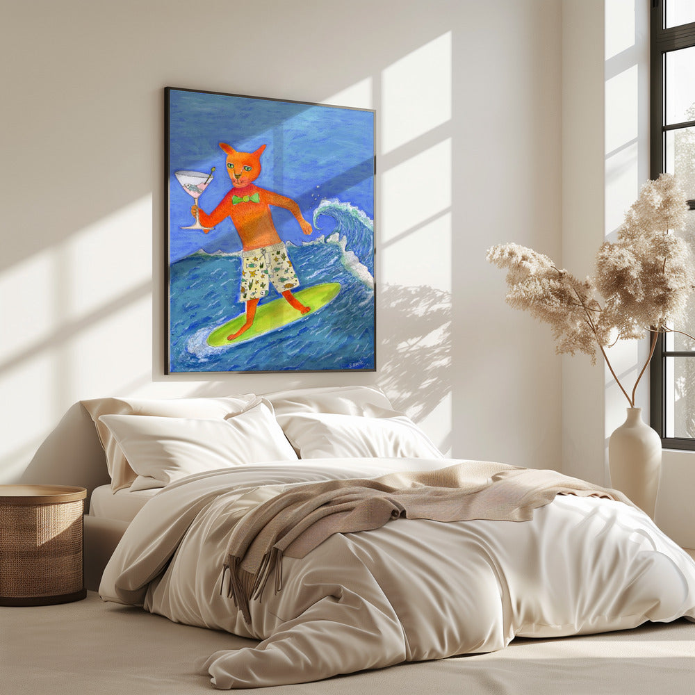 Surfing Cocktail Cat | Poster