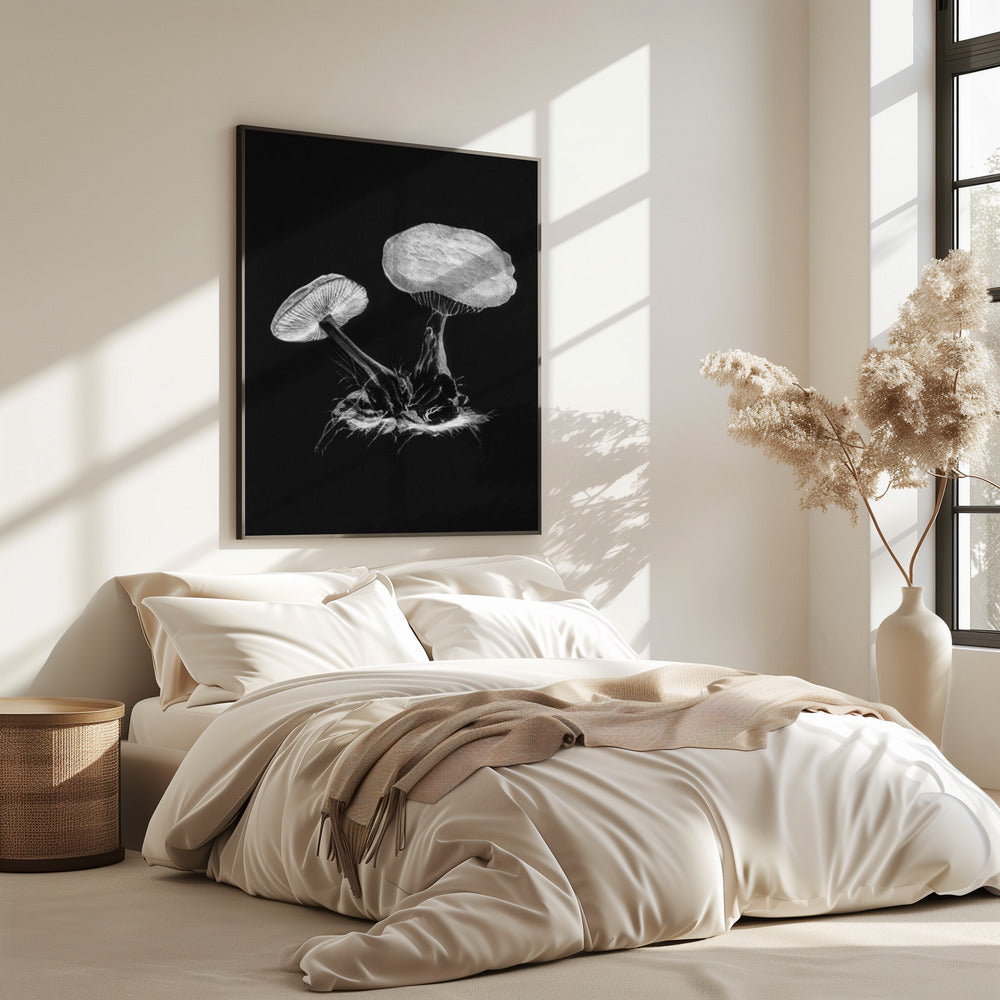 Vintage Violet Webcap Mushroom Dark BW | Poster