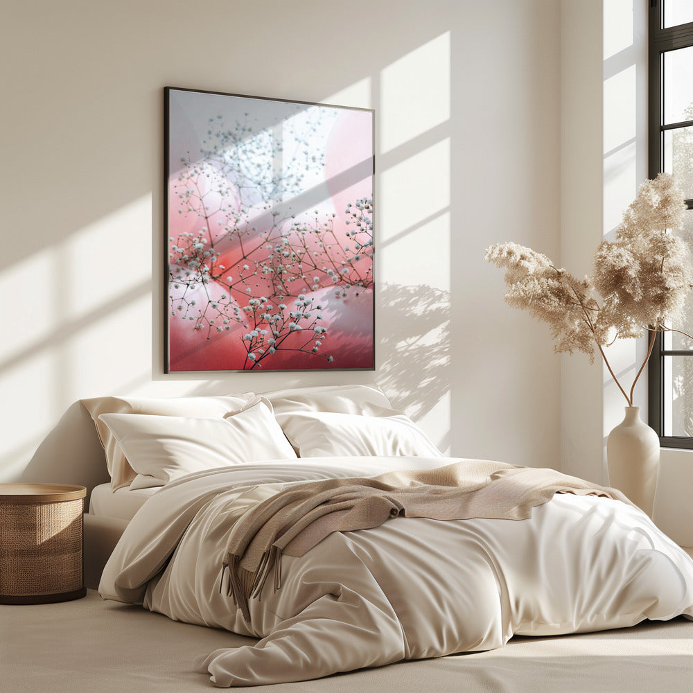 Delicate Blooms and Pink Balloons | Poster