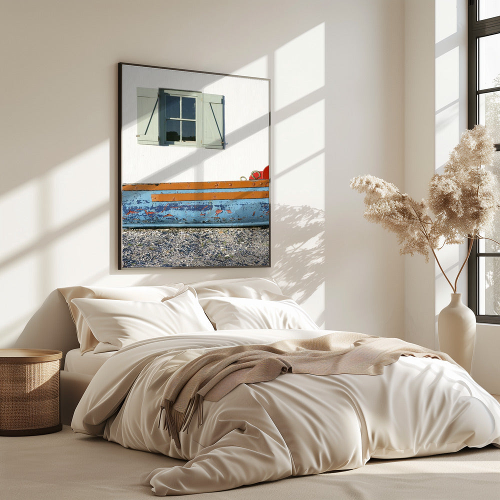 Pastel Hued Window With Shutters | Poster