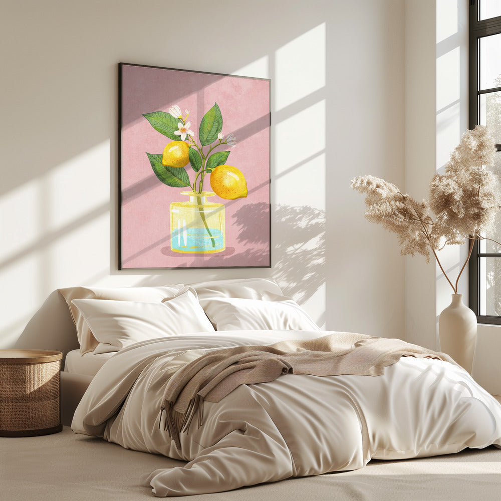 Lemon Bunch In Vase | Poster