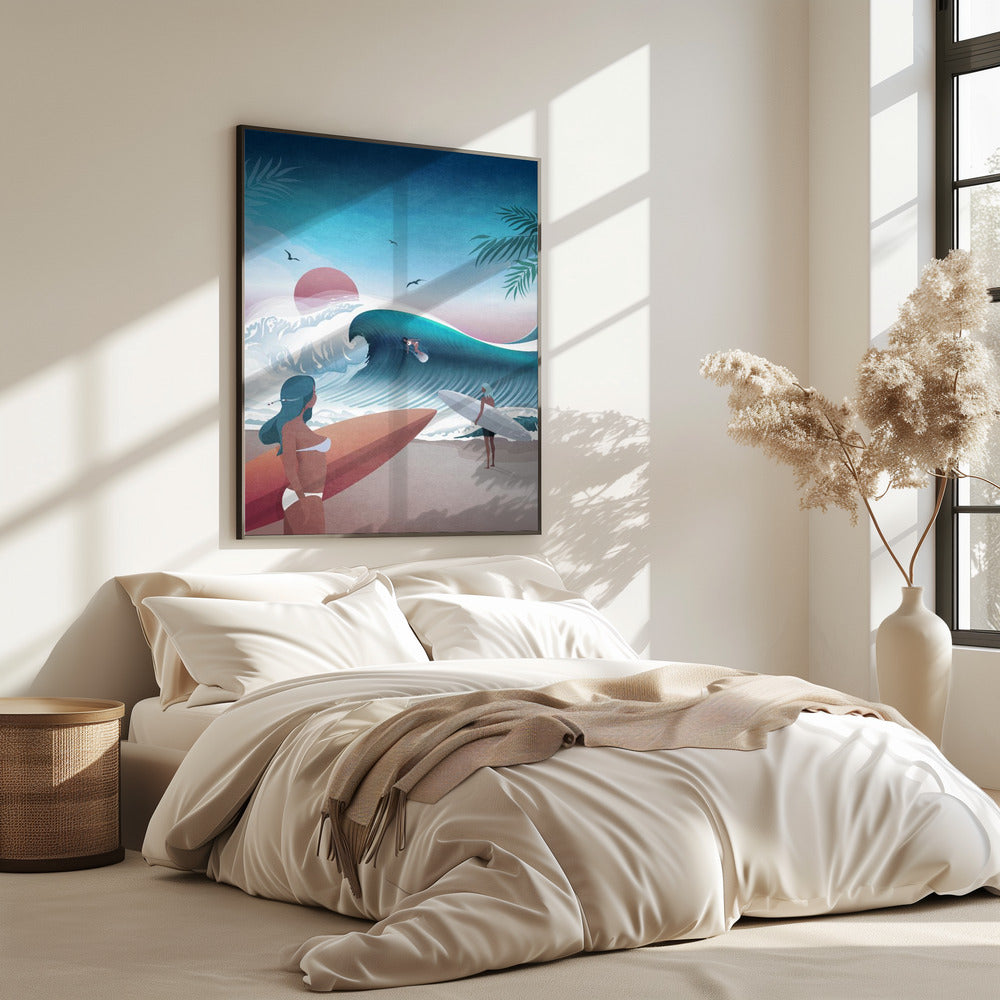 Sunset Surfing Scene | Poster