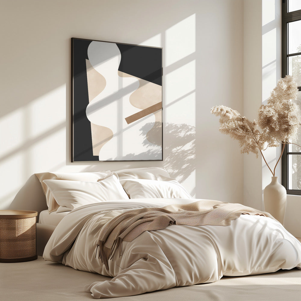 Beige Graphic Curves Art | Poster