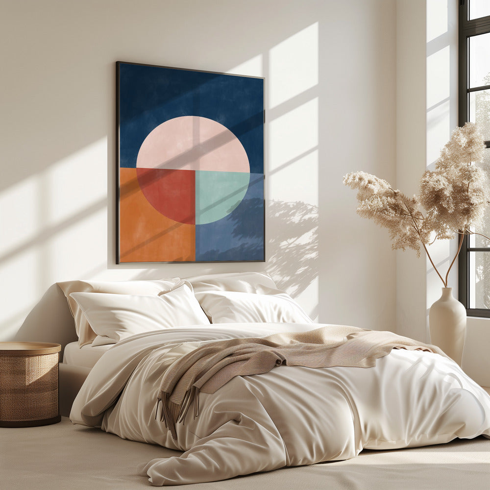 Geometric Abstraction With A Large Pastel Circle | Poster