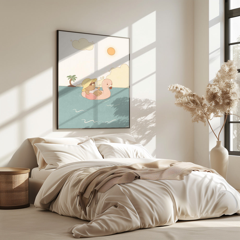 Bear On Summer Beach | Poster