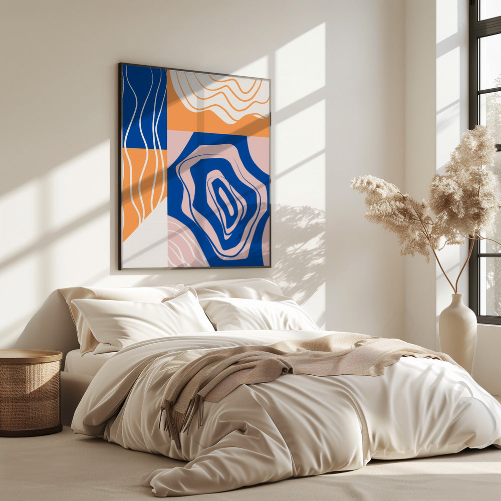 Abstract Collage In Blue and Orange | Poster